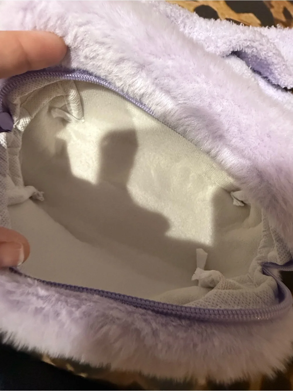 Plush Purple Fur Kids Pencil Case with Pom Pom